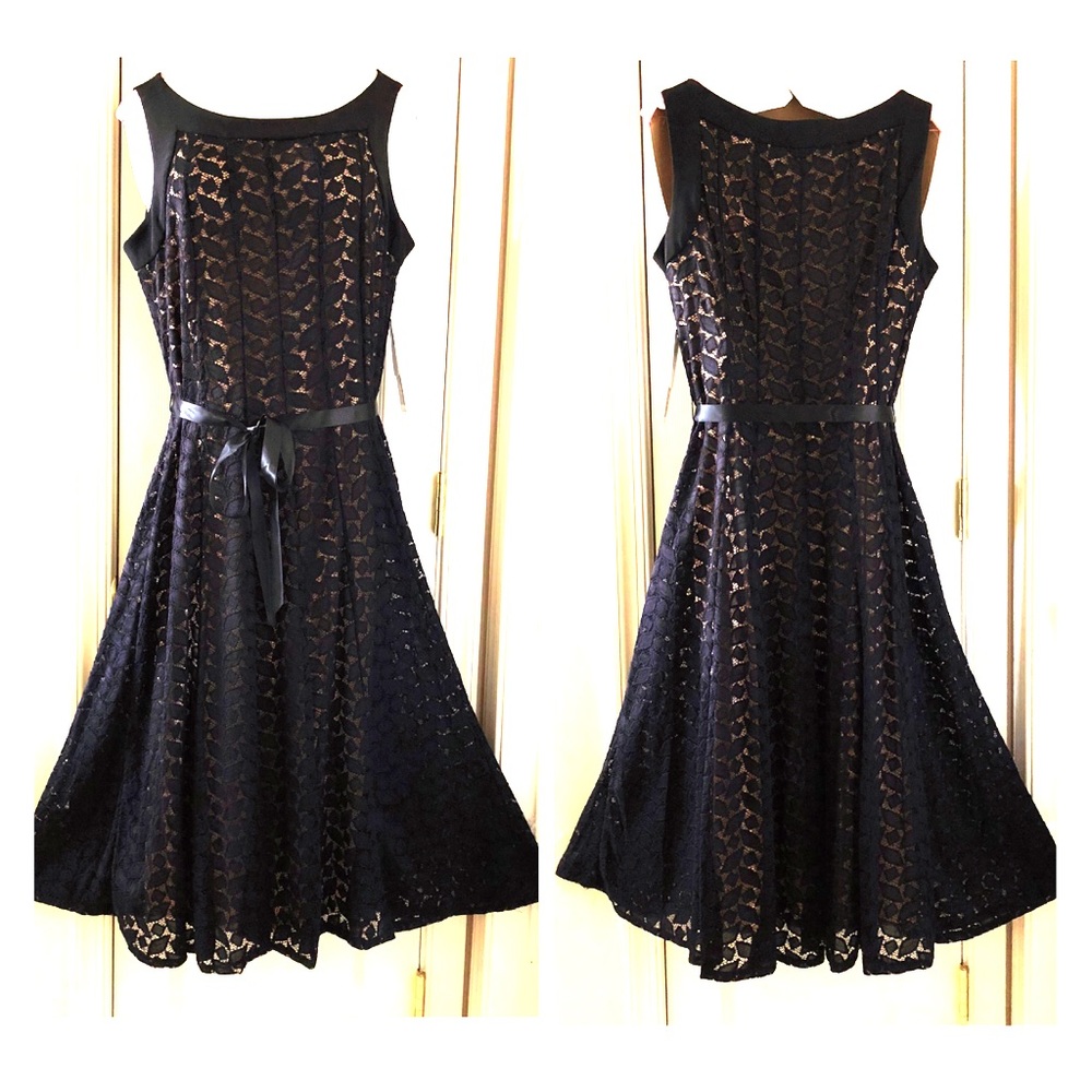 Perceptions New York Black Lace Midi Dress NWT